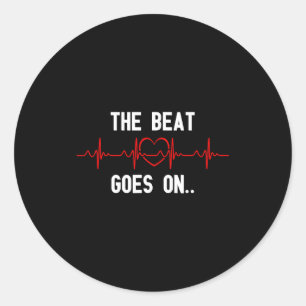 De Beat Gaat Door Hartslag Hartchirurgie Hartziekt Ronde Sticker
