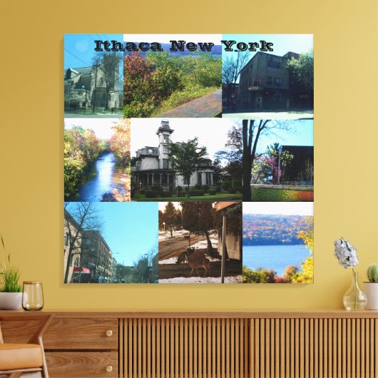 DE BEAUTY VAN ITHACA, NEW YORK CANVAS AFDRUK (Insitu (Woonkamer))