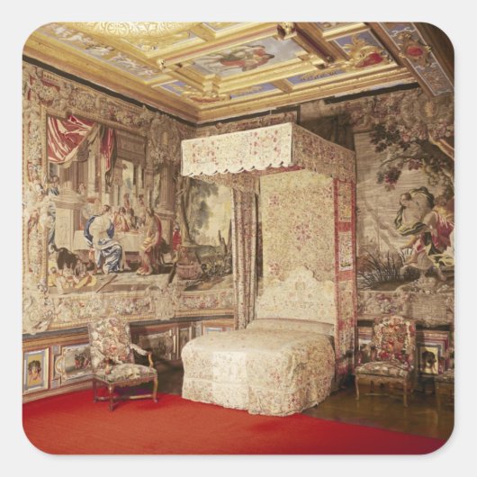 De bedkamer van de koning vierkante sticker (Voorkant)