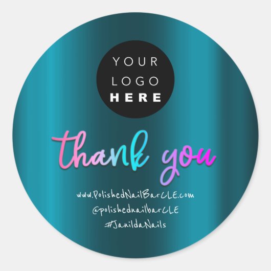 De bedrijfsnaam van de logo Dank u dat u donkerbla Ronde Sticker (Voorkant)