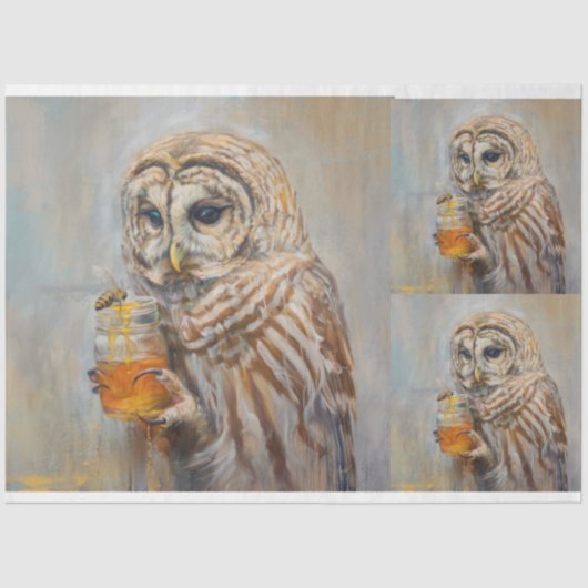 De Beekeeper Owl X3 Decoupage Tissuepapier (Voorkant)