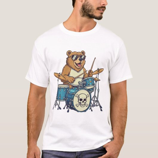 De Beer Drummer  T-shirt (Voorkant)