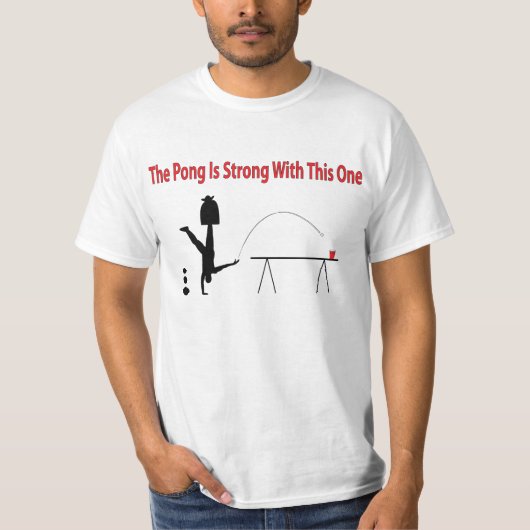De Beer Pong is Sterk Shirt in rode tekst boven (Voorkant)