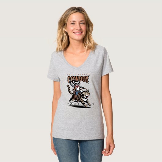 De beest cowboy (Lt. model) | Vrouwen V-hals T-shirt (Voorkant volledig)