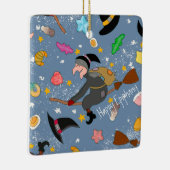 De befana komt 's nachts met het bezempatroon keramisch ornament (Rechts)