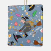 De befana komt 's nachts met het bezempatroon keramisch ornament (Links)