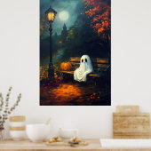De begeleider van oktober | Spooky Ghost & Pumpkin Poster (Keuken)