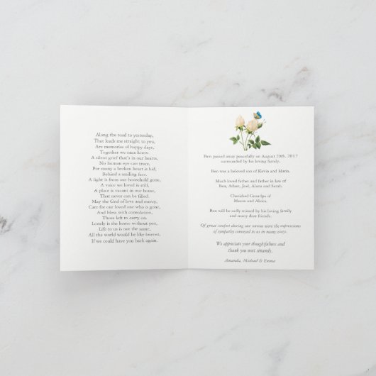 De begrafenis dankt u de Vlinders van Kaarten & (Binnen)