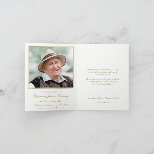 De begrafenis dankt u Kaarten | Dubbele Gele (Binnen)