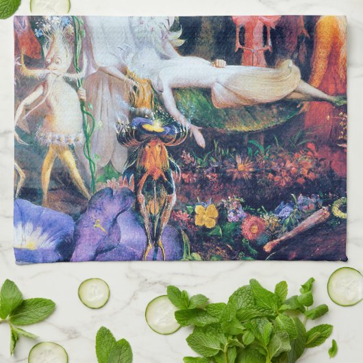 De begrafenis van de Fairy, John Anster Fitzgerald Theedoek (Gevouwen)