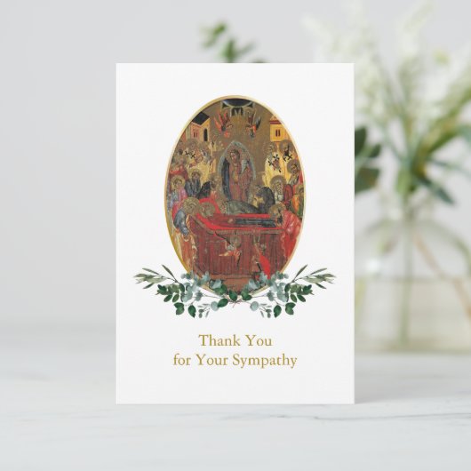 De begrafenis van de Theotokos Orthodox Bedankkaart (Staand voorkant)