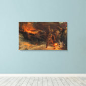 De begrafenis van een Viking (door Frank Dicksee) Canvas Afdruk (Insitu (Houten vloer))