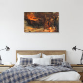 De begrafenis van een Viking (door Frank Dicksee) Canvas Afdruk (Insitu (Slaapkamer))