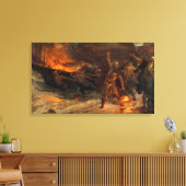 De begrafenis van een Viking (door Frank Dicksee) Canvas Afdruk (Insitu (Woonkamer))