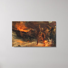 De begrafenis van een Viking (door Frank Dicksee) Canvas Afdruk