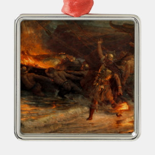 De begrafenis van een Viking (door Frank Dicksee) Metalen Ornament