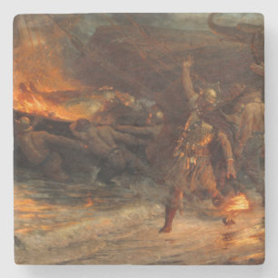 De begrafenis van een Viking (door Frank Dicksee) Stenen Onderzetter