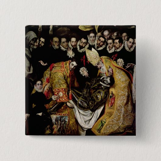 De begrafenis van graaf Orgaz Vierkante Button 5,1 Cm (Voorkant)