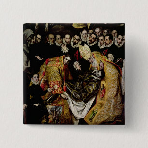 De begrafenis van graaf Orgaz Vierkante Button 5,1 Cm