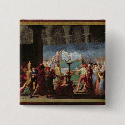 De begrafenis van Marat in de Oude Kerk Vierkante Button 5,1 Cm (Voorkant)