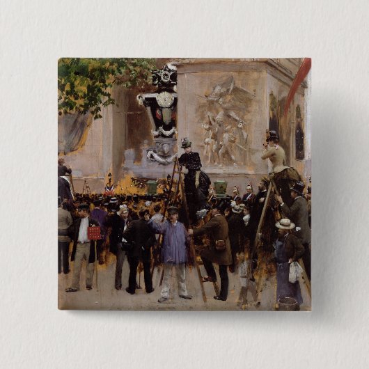 De begrafenis van Victor Hugo Vierkante Button 5,1 Cm (Voorkant)