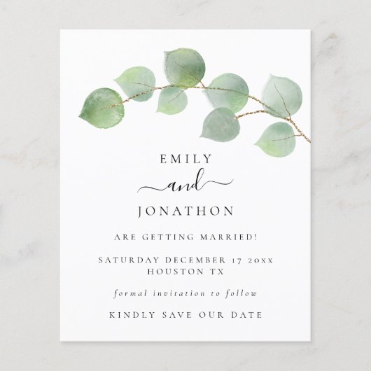 De begroting Elegant Eucalyptus verlaat sparen de  (Voorkant)