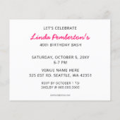 De begroting roze in totaal de Uitnodiging van de  (Achterkant)