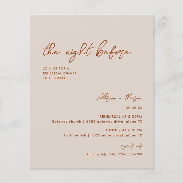 De begroting rust de nacht voor het eten van de re (Voorkant)