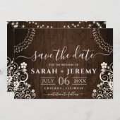 De begroting Rustic Woodsy Lichte Wedding sparen d Save The Date (Voorkant / Achterkant)