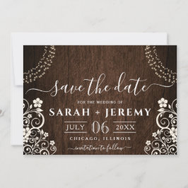 De begroting Rustic Woodsy Lichte Wedding sparen d Save The Date
