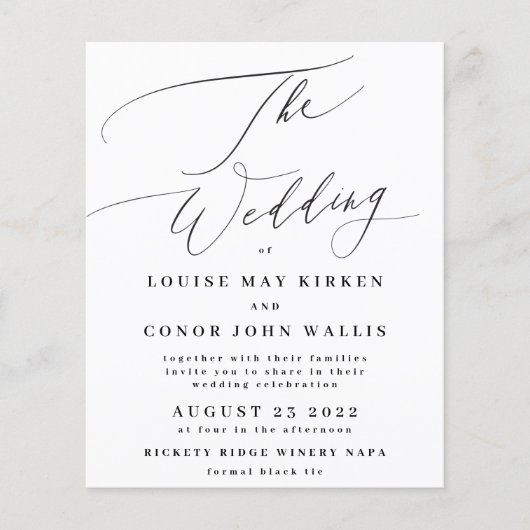 De begroting van het huwelijk zwart op witte legan flyer (Voorkant)