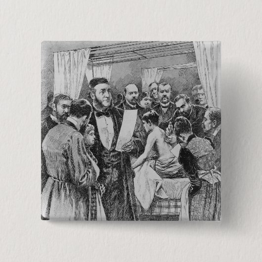 De behandeling van tuberculose vierkante button 5,1 cm (Voorkant)