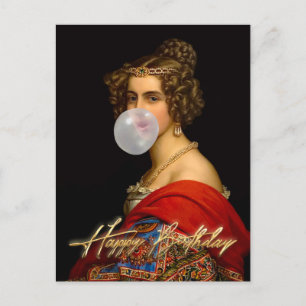 De Beierse schoonheid en Bubble Gum Gefeliciteerd Briefkaart