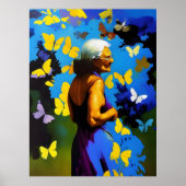De bejaarde vrouw en vlinders poster (Voorkant)