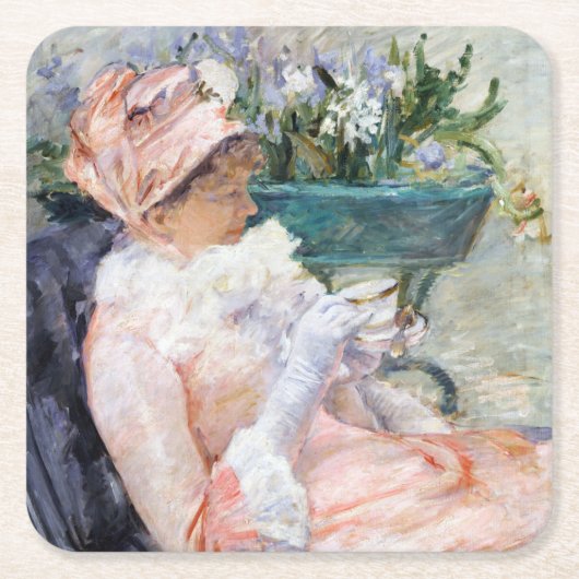 De Beker van Tea, Mary Cassatt Kartonnen Onderzetters (Voorkant)