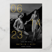 De Bekleding van de folie Zwart & Wit sparen de Ka Folie Uitnodiging (Voorkant)