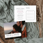De Bekleding van de Foto van het Lijst van de lega Aankondigingskaart<br><div class="desc">De moderne bruiloft van het briefkaart van de foto's bewaart de Datum. Het ontwerp kenmerkt uw foto van het verloving met een elegante eenvoudige bekleding van het lusjepalk en ruimte voor uw trouwdatum en bruid en groom namen op de voorzijde. Stijlvolle mix van traditionele en manuscripttypografie aan de achterkant en...</div>