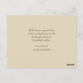 De bekleding van het manuscript trouwt dank u foto briefkaart (Achterkant)