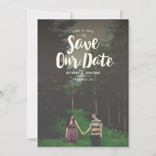 De Bekleding van Woodsy sparen de Datum Save The Date (Voorkant)