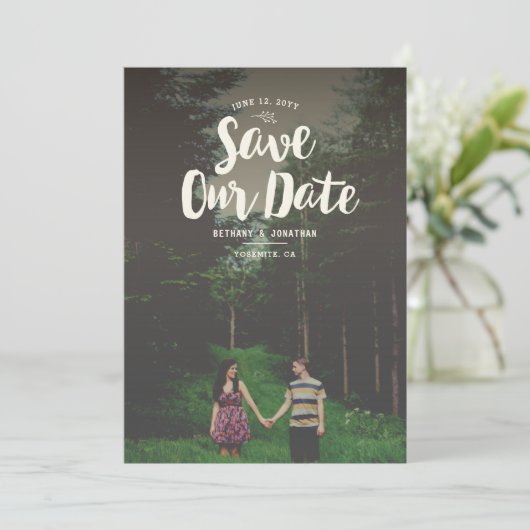 De Bekleding van Woodsy sparen de Datum Save The Date (Staand voorkant)