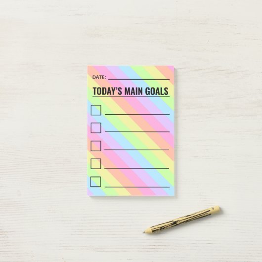 De belangrijkste doelstelling van vandaag de regen post-it® notes (Op bureau)