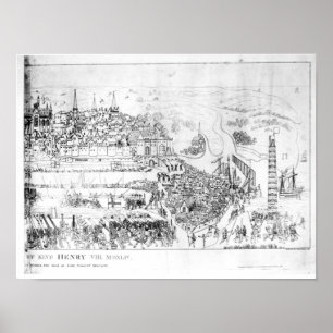 De belegering van Boulogne door koning Henry VIII Poster