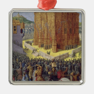 De belegering van Jeruzalem door Nebuchadnezzar Metalen Ornament