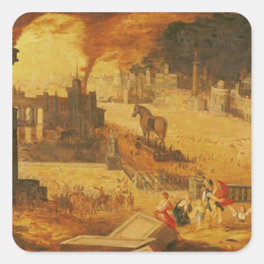 De belegering van Troy Vierkante Sticker (Voorkant)