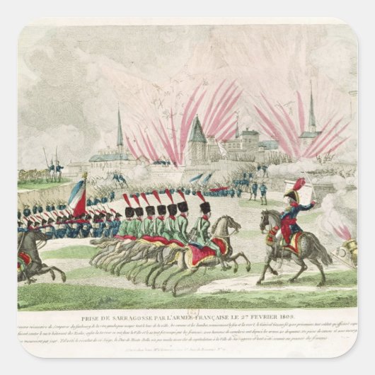 De belegering van Zaragoza Vierkante Sticker (Voorkant)