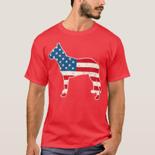 De Belgische Malinois Amerikaanse vlag op 4 juli v T-shirt