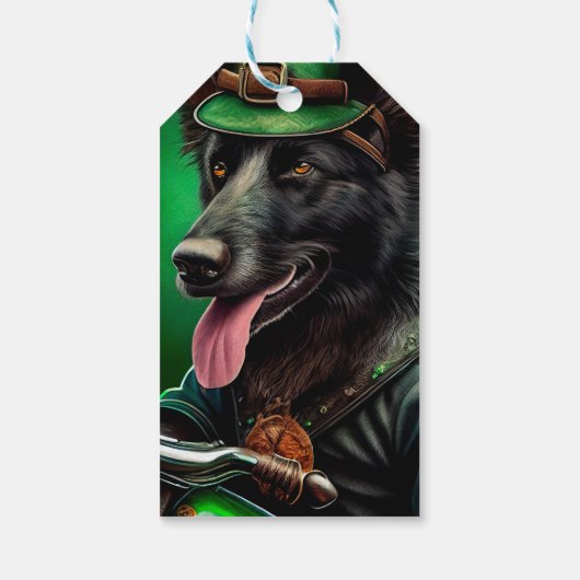 De Belgische Shepherd-fiets St. Patrick's Day Cadeaulabel (Achterkant)