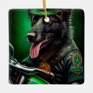 De Belgische Shepherd-fiets St. Patrick's Day Keramisch Ornament