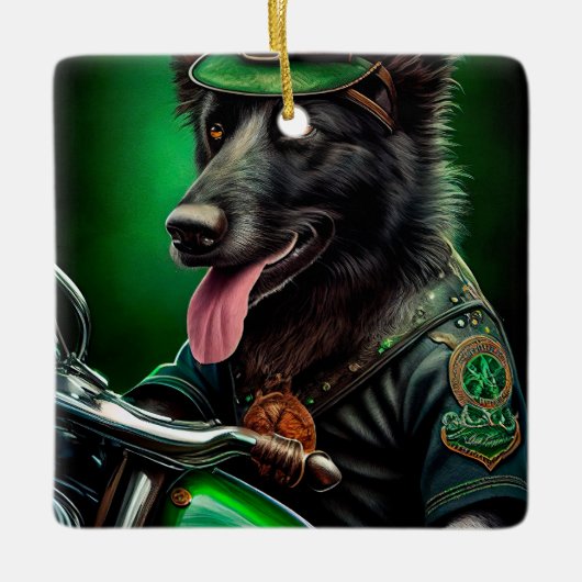 De Belgische Shepherd-fiets St. Patrick's Day Keramisch Ornament (Voorkant)