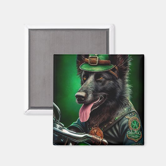 De Belgische Shepherd-fiets St. Patrick's Day Magneet (Voorkant / Achterkant)